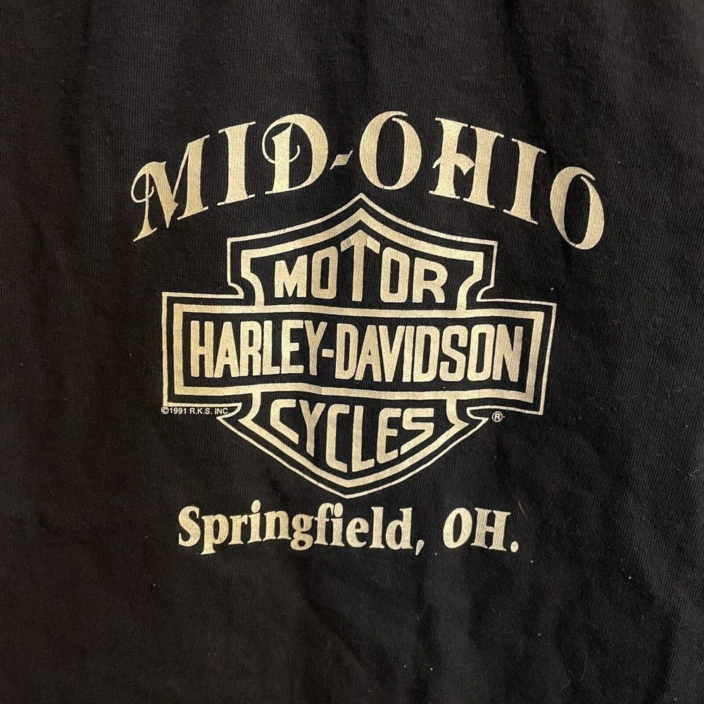 Harley Davidson Medium T Shirt Black Graphic Short Sleeve Mid-Ohio Biker… - Picture 4 of 6